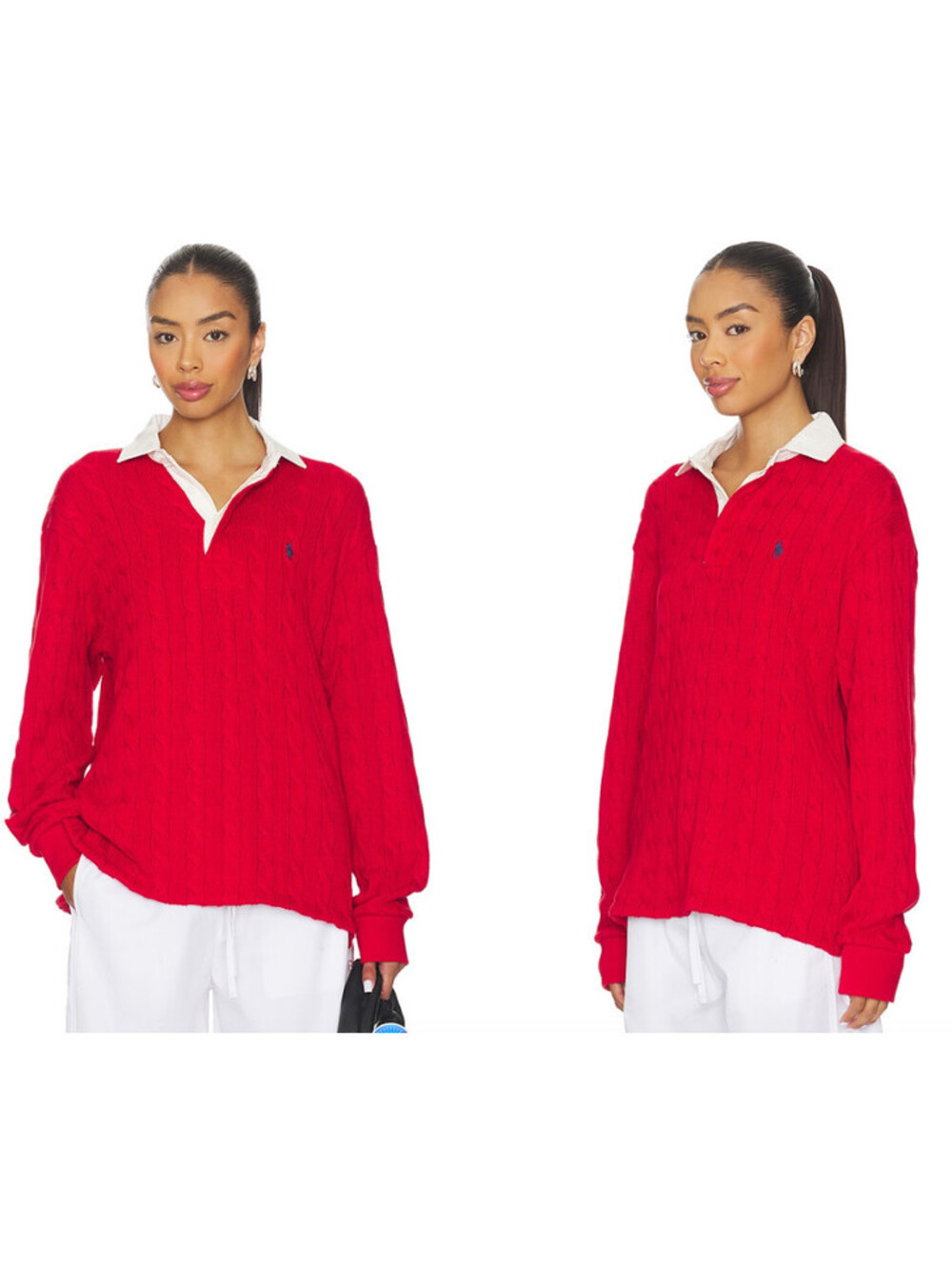Polo Ralph Lauren Cable Knit Cotton Rugby Shirt Sweater red size S NWT $198msrp